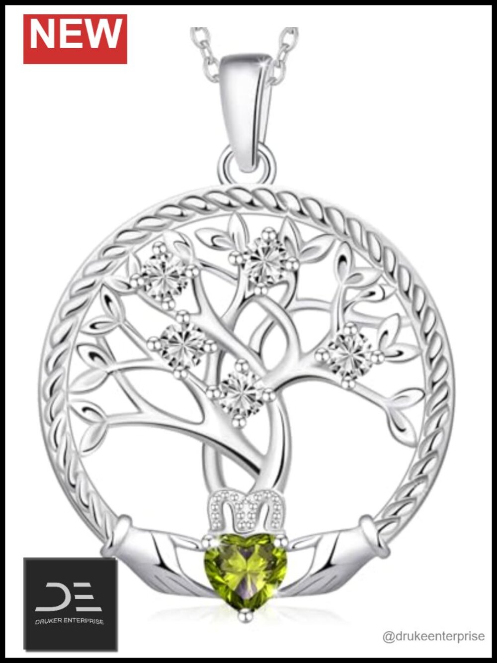 Tree of Life 925 Sterling Silver Necklace Dainty Birthstone Pendant Gift for Her